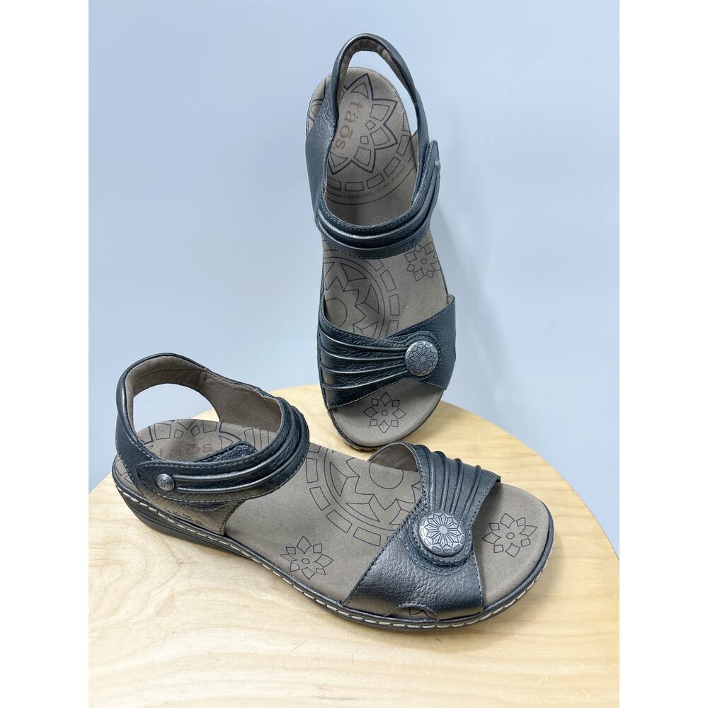 Taos Escape Pewter Metallic Grey Silver Sandal Slingback Comfort Shoe 9 40